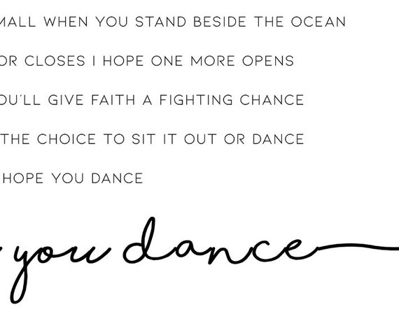 I Hope You Dance Song Lyrics Lee Ann Womack Country Music - Etsy