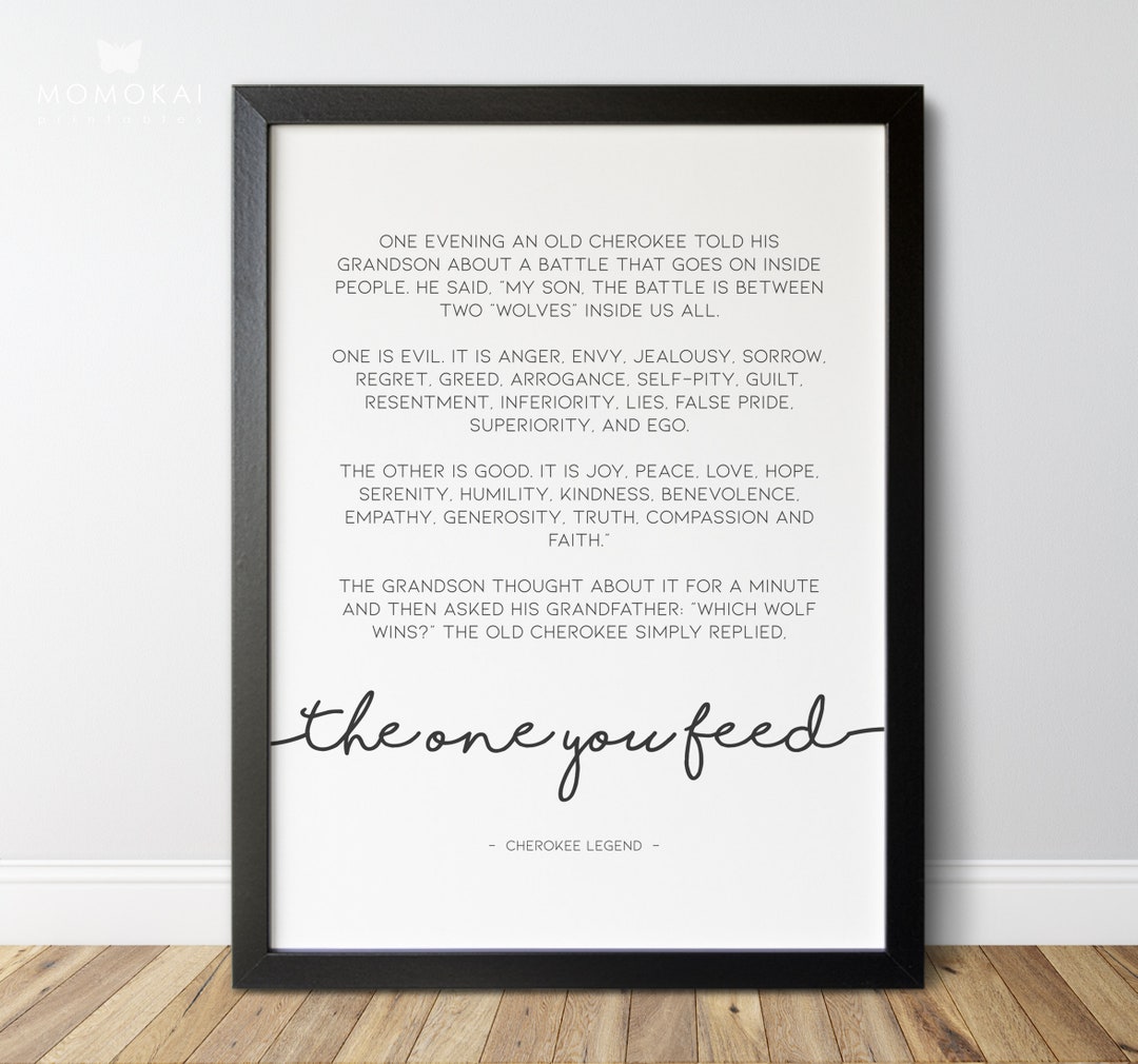 Cherokee Legend Print: Two Wolves Tale, Native American Decor (digital ...