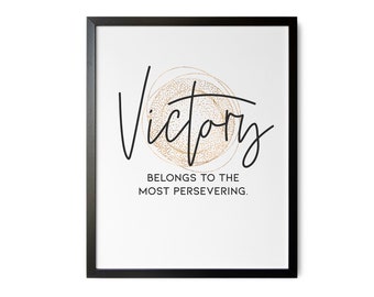 Victory Quote Print, Success Quote, Victory Belongs To, Woman Office Wall Decor, Modern Workplace Prints, Inspirational Office Wall Art /01