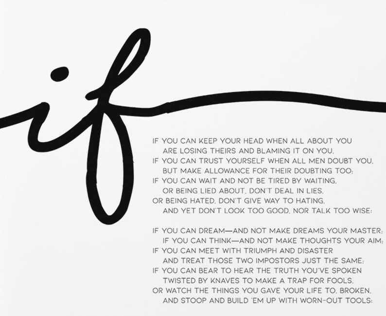 If Poem Print By Rudyard Kipling If Printable Poster Etsy