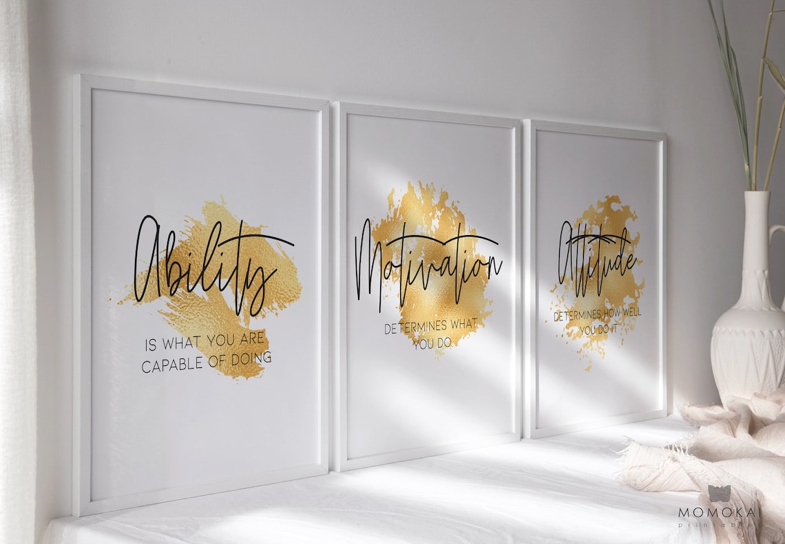 Home Office Motivational Wall Art Home Office Modern Set of 3 Etsy