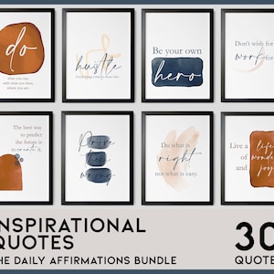 Inspirational Quotes, Affirmations Bundle, Motivational Posters, Positive Sayings, Printable Wall Art, Blush Navy Burnt Orange Prints /01