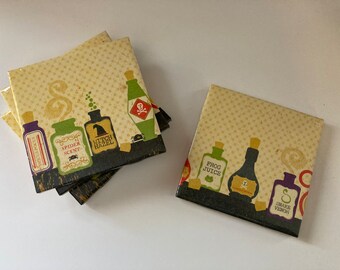 Halloween Coasters: water resistant ceramic coasters, great hostess gift, Halloween table decoration