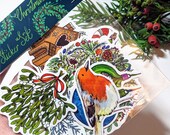 Christmas sticker set or singles, laptop and phone stickers, stationary stickers, robin, candy cane, baubles, christmas tree, wreath, ginger