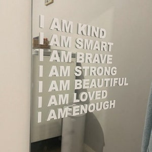 I AM Affirmation Vinyl Sticker, Positive Confidence Mirror Window Decal Kids Adult Stocking Stuffer