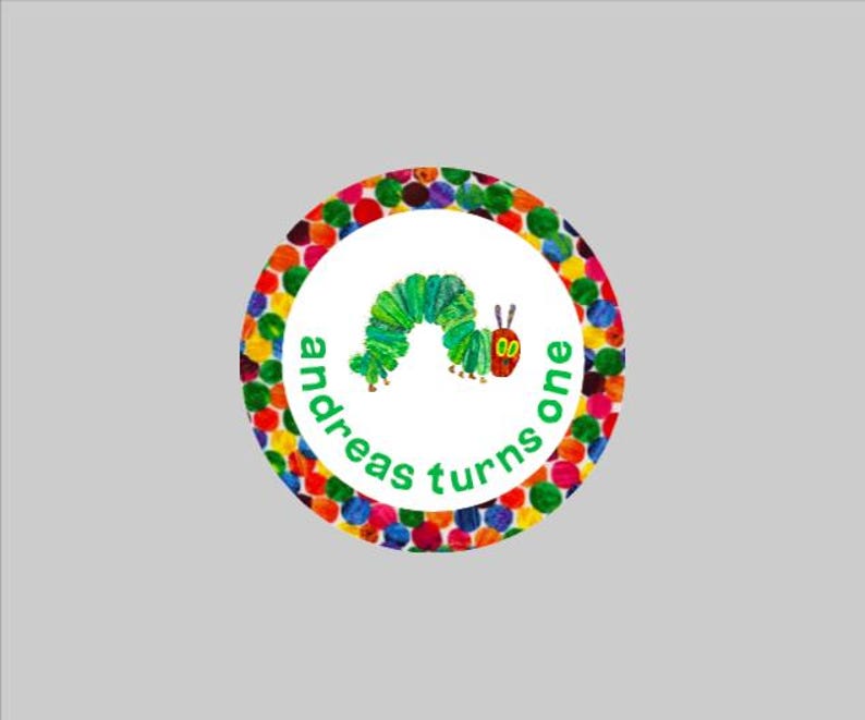 Custom Very Hungry Caterpillar Inspired Favour Stickers, Personalised ...