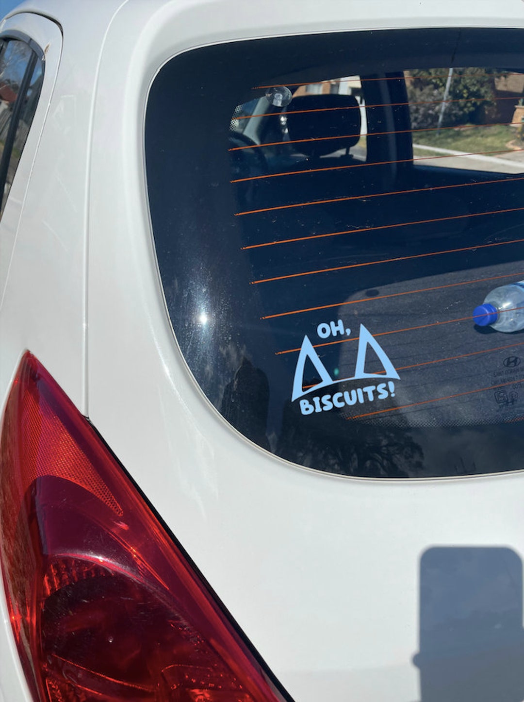 Bluey Oh, Biscuits Vinyl Inspired Sticker, Handmade Car Window Back