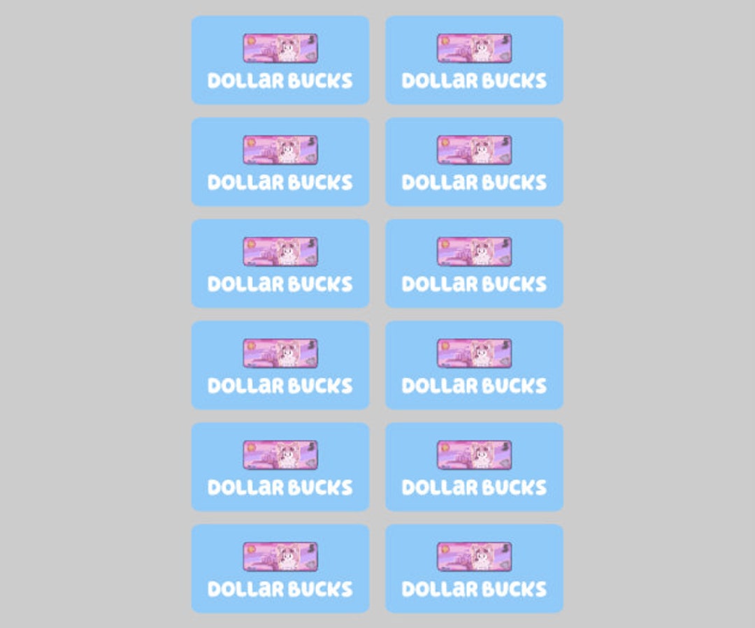 Bluey Inspired DOLLAR BUCKS Favour Stickers, Birthday Party Favour ...