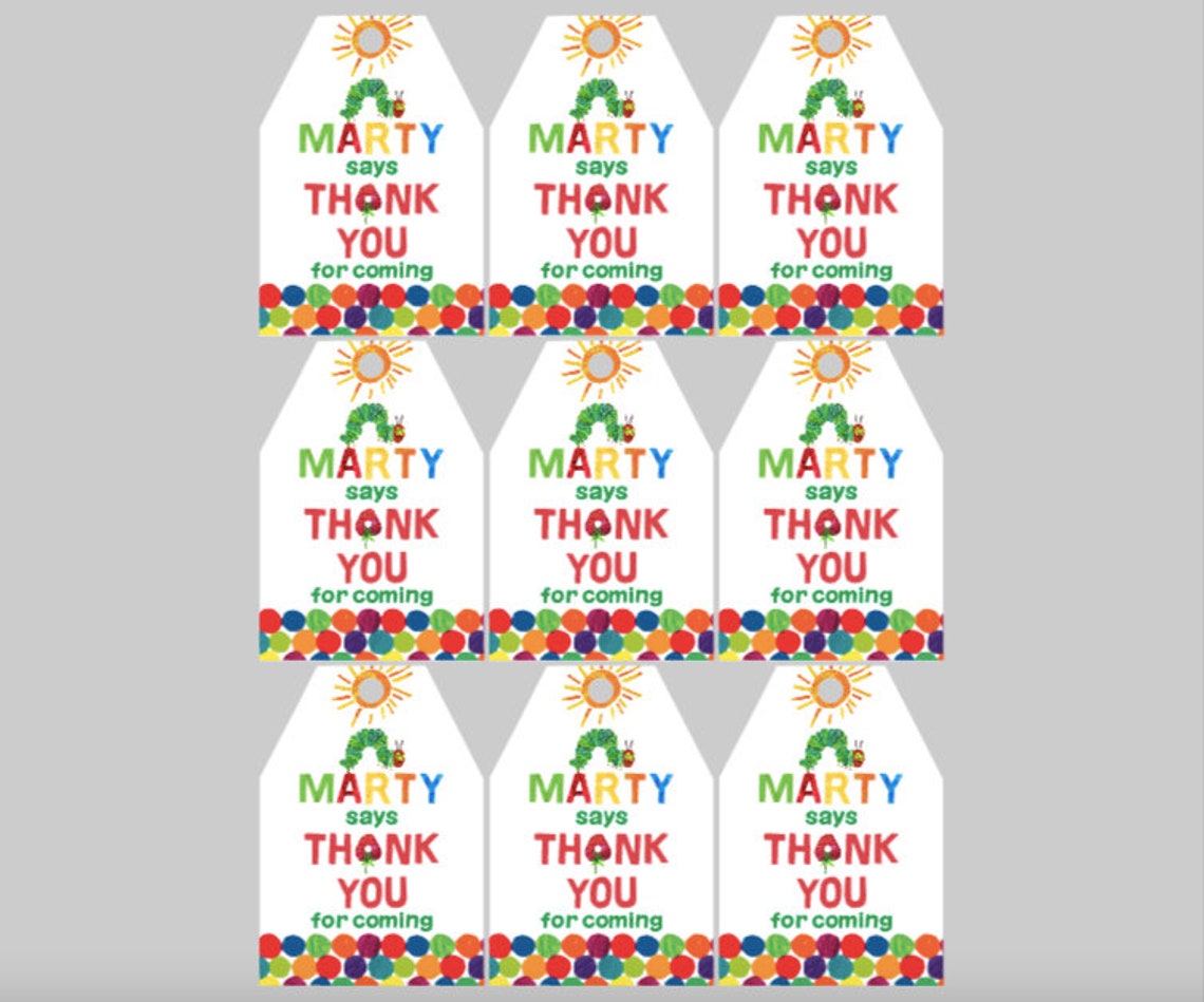 Custom Very Hungry Caterpillar Inspired Favour Tags, Handmade ...