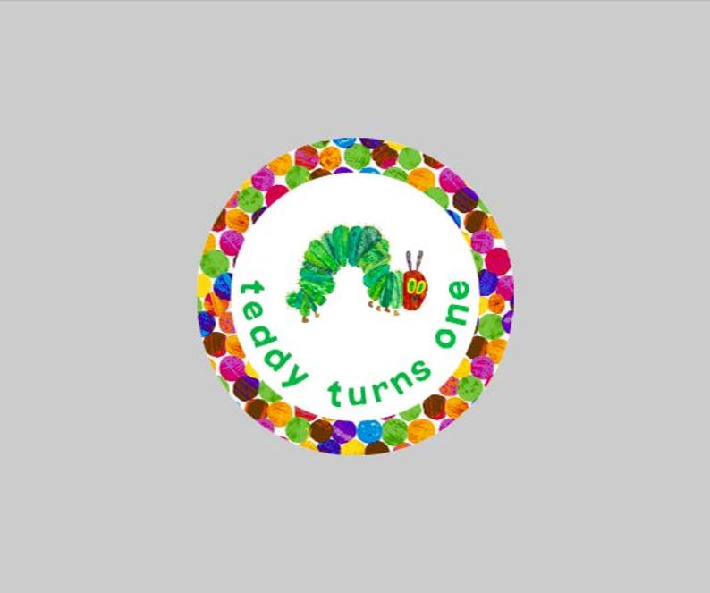 Custom Very Hungry Caterpillar Inspired Favour Stickers, Personalised ...