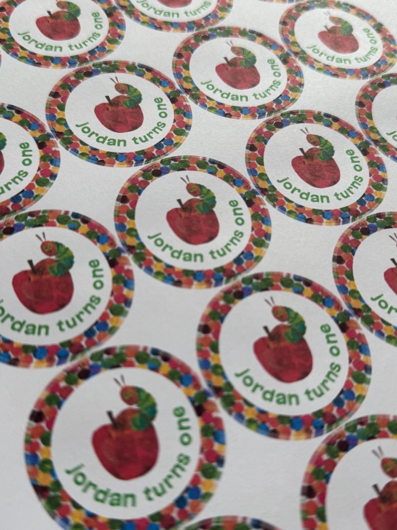 Custom Very Hungry Caterpillar Inspired Favour Stickers, Personalised ...
