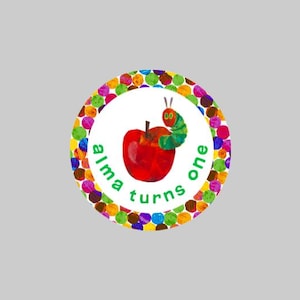 Custom Very Hungry Caterpillar Inspired Favour Stickers, Personalised ...