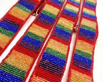 Rainbow Beaded Purse Strap Adjustable Crossbody Bag Strap Colorful Game Day Stadium Bag Strap Replacement Purse Strap Clear Bag Strap