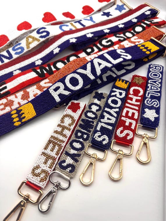 Custom Beaded Wristlet Keychain Personalized Name School Team Colors Custom Double Sided Keychain Wristlet Game Day Accessory