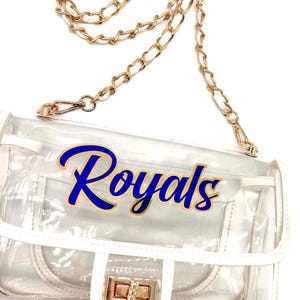 Stadiontasche Royals Crossbody / lange Schulter klare Geldbörse Kansas City Sports Klare Geldbörse Baseballspieltag Outfit Klare Royals Tasche