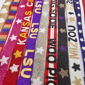 Custom Beaded Purse Strap Adjustable Personalized Bag Strap Clear Stadium Bags Game Day Gift Camera Strap Handbag Replacement Strap