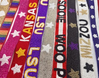 Custom Beaded Purse Strap Adjustable Personalized Bag Strap Clear Stadium Bags Game Day Gift Camera Strap Handbag Replacement Strap