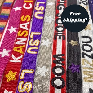 Custom Beaded Purse Strap Adjustable Personalized Bag Strap Clear Stadium Bags Game Day Gift Stocking Stuffer