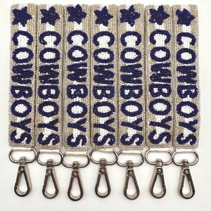 Cowboys Beaded Wristlet Cowboys Fan Beaded Keychain Game Day Outfit Accessory Football Fan Gift