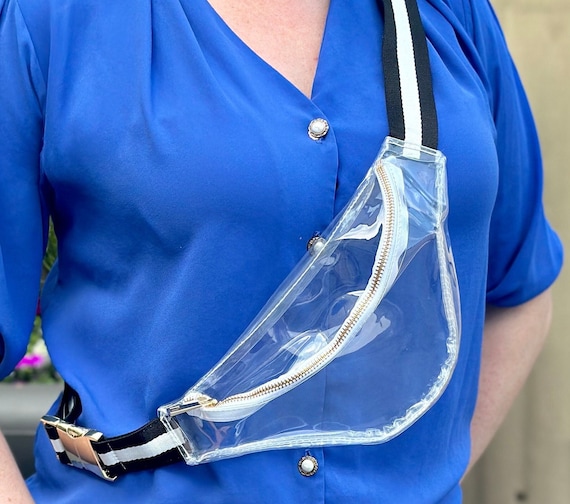 Clear Fanny Pack Striped Belt Bag Concert Game-Day Stadium Bag Waist