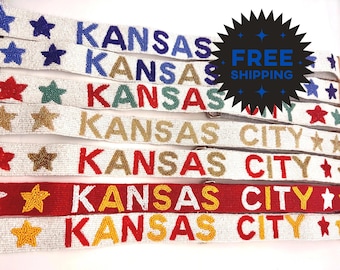 Kansas City Beaded Purse Strap Adjustable Length Crossbody Bag Accessory Gameday Ready Kc Royals Fan Stadium Bag Strap Replacement Handmade