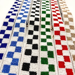 Beaded Purse Strap Checkered Beaded Bag Strap Checkered Adjustable Purse Accessory Stadium Bag Strap Clear Bag Strap Guitar Strap Concert
