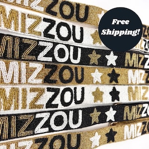 Mizzou Beaded Purse Strap in Black Gold Beaded Bag Strap for Clear Stadium Bags Game Day Gift Camera Strap