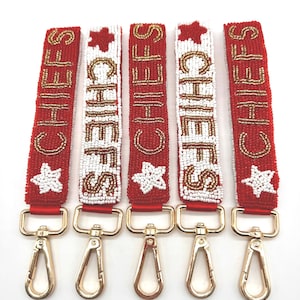 Chiefs Wristlet Chiefs fan beaded wristlet game day outfit accessory football fan gift