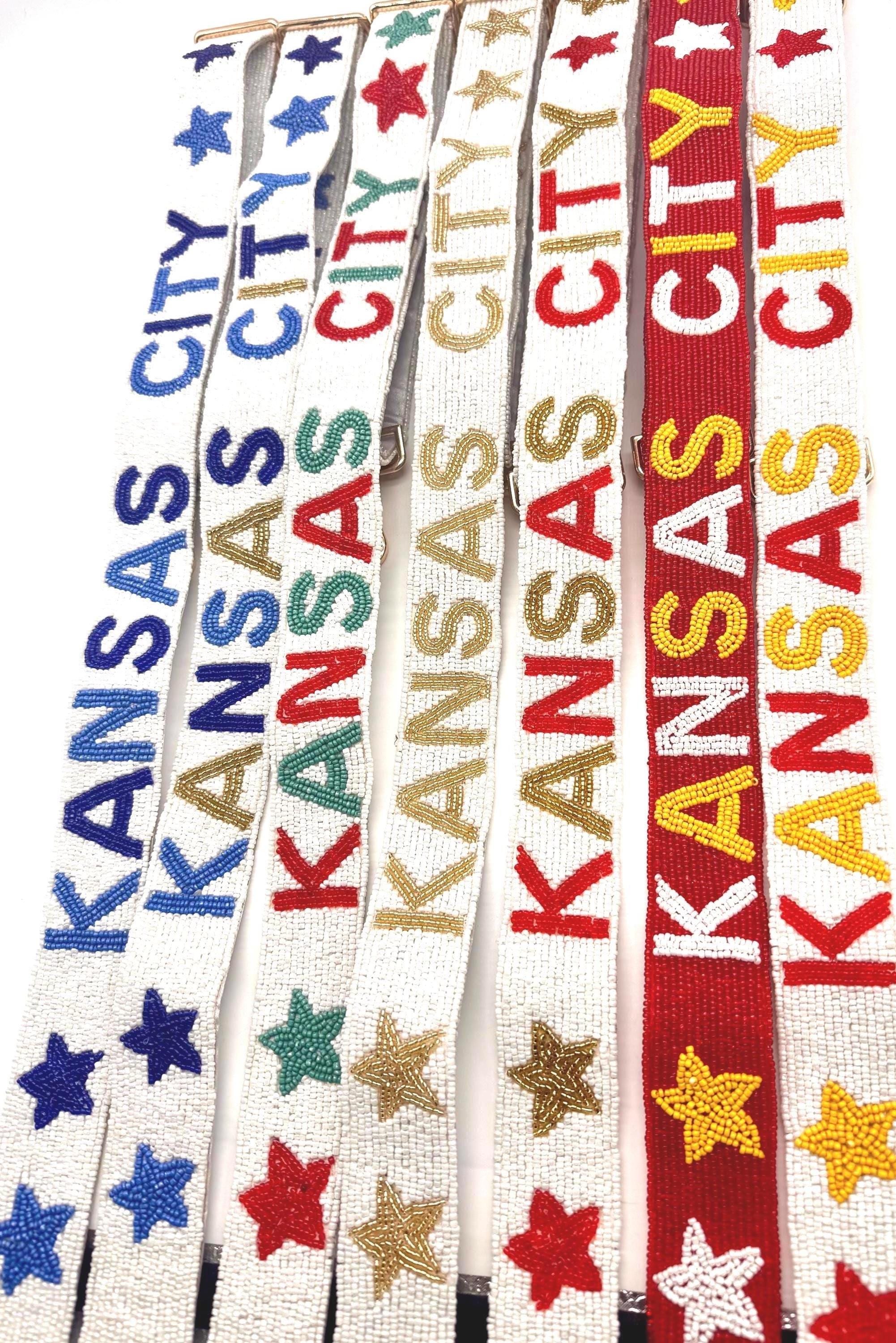 Kansas City Beaded Purse Strap Adjustable Game Day Bag Strap Glass Bead Crossbody Strap