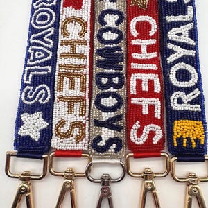 Five different custom wristlests/keychains.  Silver and gold hardware are options for these custom wristlets.