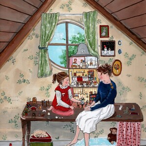 Casa delle bambole - cartolina - cartolina / biglietto piegato / poster artistico A4
