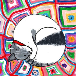 Chat douillet - carte carrée pliée
