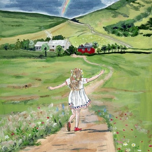 Vers l'arc-en-ciel 1 - carte postale / carte pliée / Poster A4 - art d'illustration
