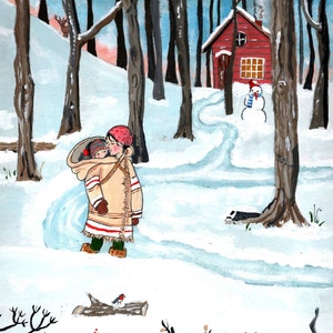 L'hiver dans la forêt - carte postale / Affiche A4
