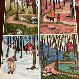 Conjunto de carteles artísticos Four Seasons - 4 carteles artísticos A4 - impresión de pared - carteles - idea de regalo