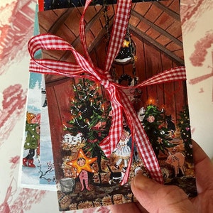 Small Christmas Card Set 4 folded cards - xmas cards