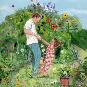 Danser sur les pieds de papa - carte postale