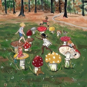 Paddenstoelen Dans - ansichtkaart - A3 Poster
