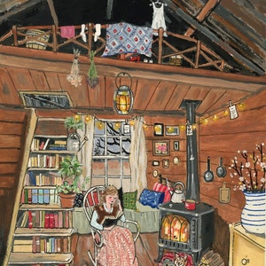 Casetta - cartolina / biglietto piegato / poster artistico (A4)