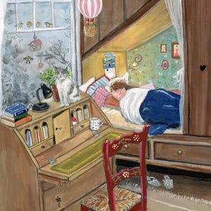 the Cupboard Bed - postcard / art poster (A4 size)