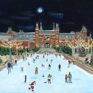 Pista di pattinaggio sul ghiaccio del Rijksmuseum - biglietto quadrato piegato (+ busta) - biglietto di Natale