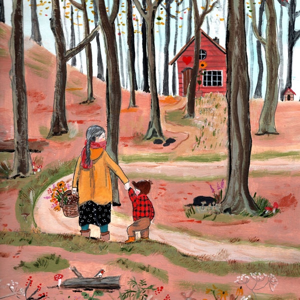 Herbst im Wald - Postkarte / A4 Kunstposter