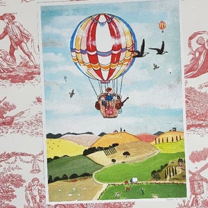 Hot Air Balloon - Postcard - A4 Poster - Art Print - Etsy
