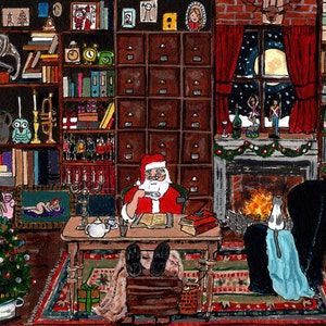Babbo Natale a casa - Cartolina di Natale - Auguri di Natale - cartolina/biglietto piegato