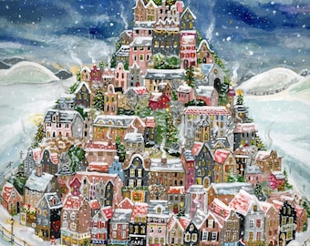 Nouveau ! - La Montagne de Noël - Carte de Noël - Vœux de Noël - Carte postale / Carte pliée
