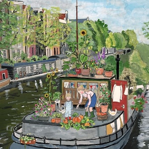 Houseboat Garden - CHOIX de carte postale / carte de vœux pliée / Poster A4 (et A3 !)