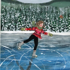 Chica patinando - postal