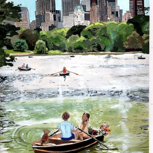 Barco central park - cartão postal / cartão dobrado / pôster A4