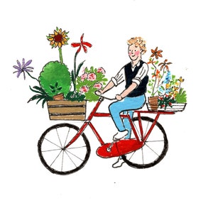 Bloemen fiets - gevouwen kaart