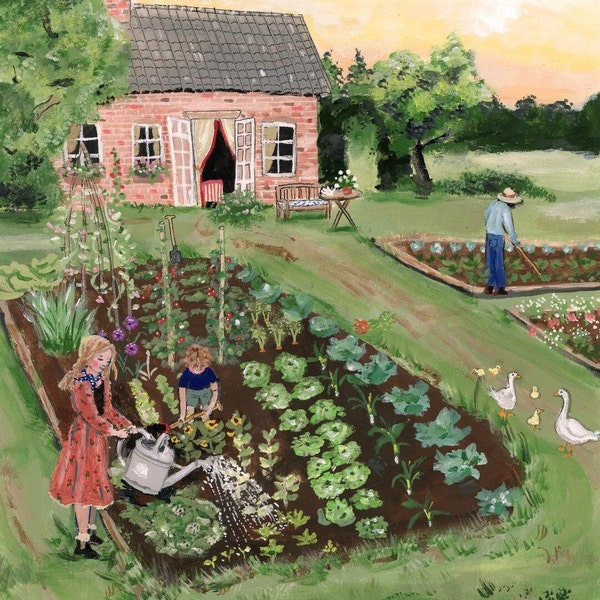 the Vegetable Garden - postcard - Art Poster (A4 size) - illustration art